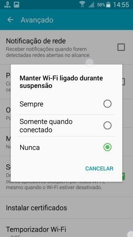 Desligar Wi-Fi em modo suspensão