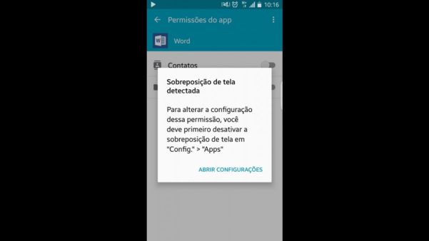 Sobreposição de tela no celular