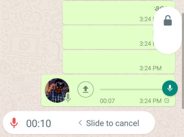 Gravações de áudio no WhatsApp