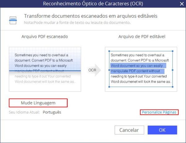 OCR no PDF element